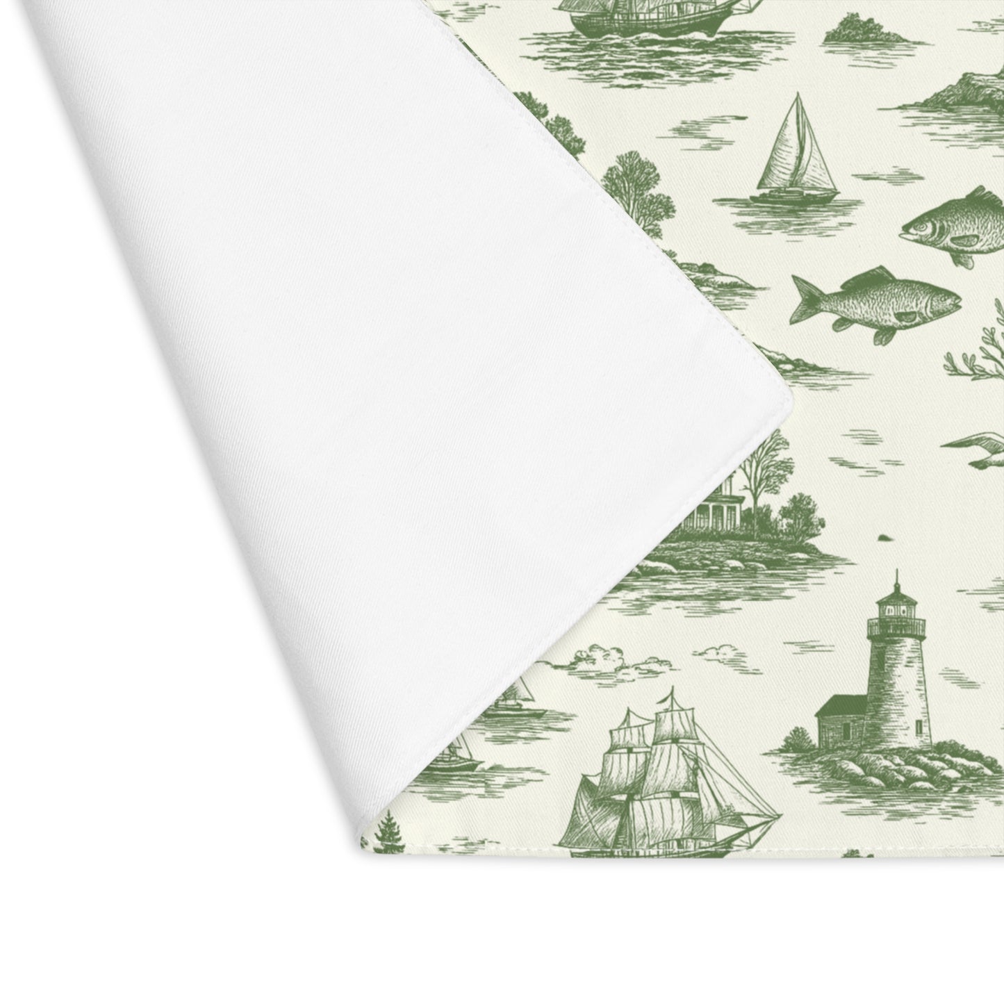 Sage Coastal Toile Cotton Twill Placemat
