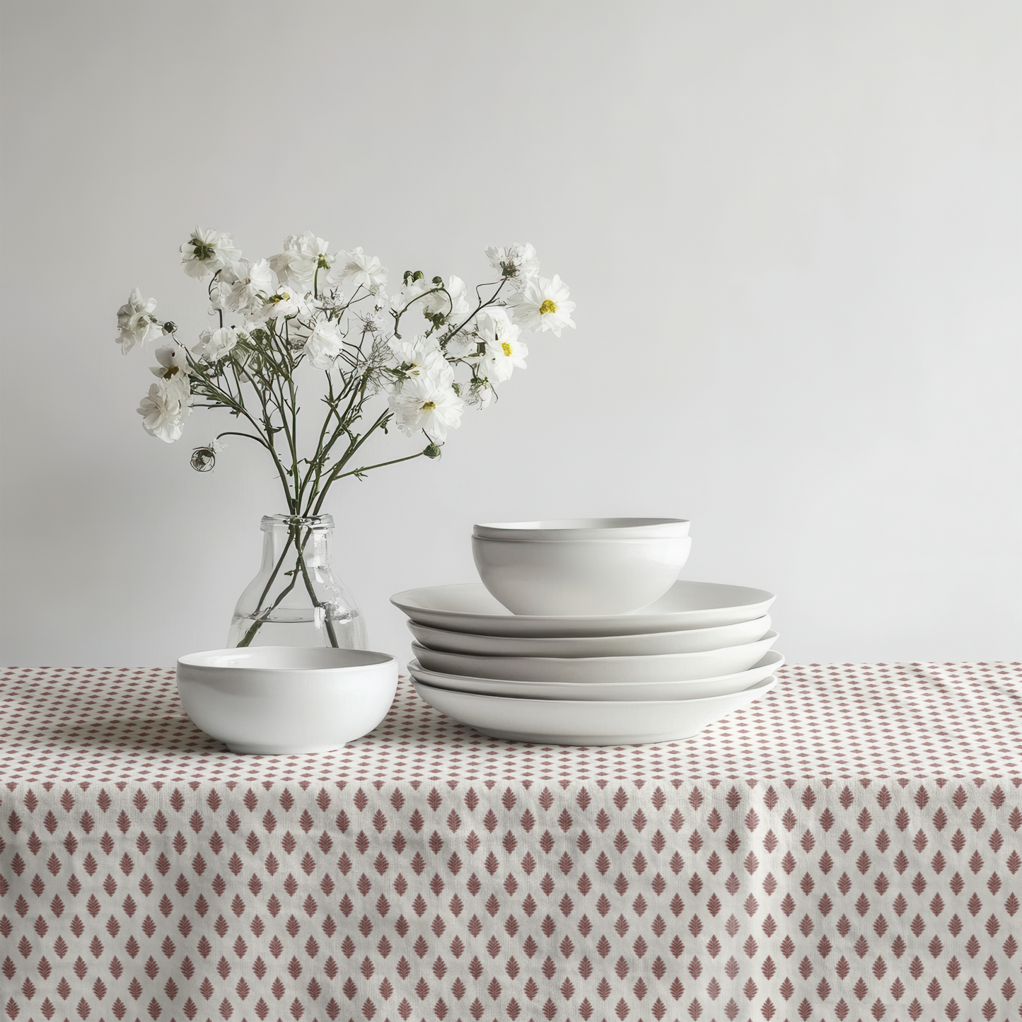 Red Laurel Dot Cotton Tablecloth