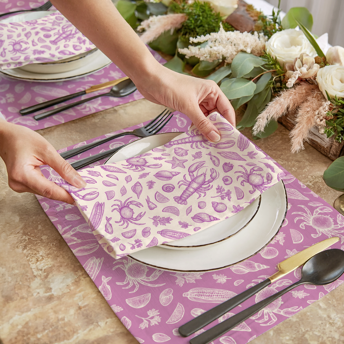 Shell Rose Clam Shack Cotton Twill Napkins (Set of 2)
