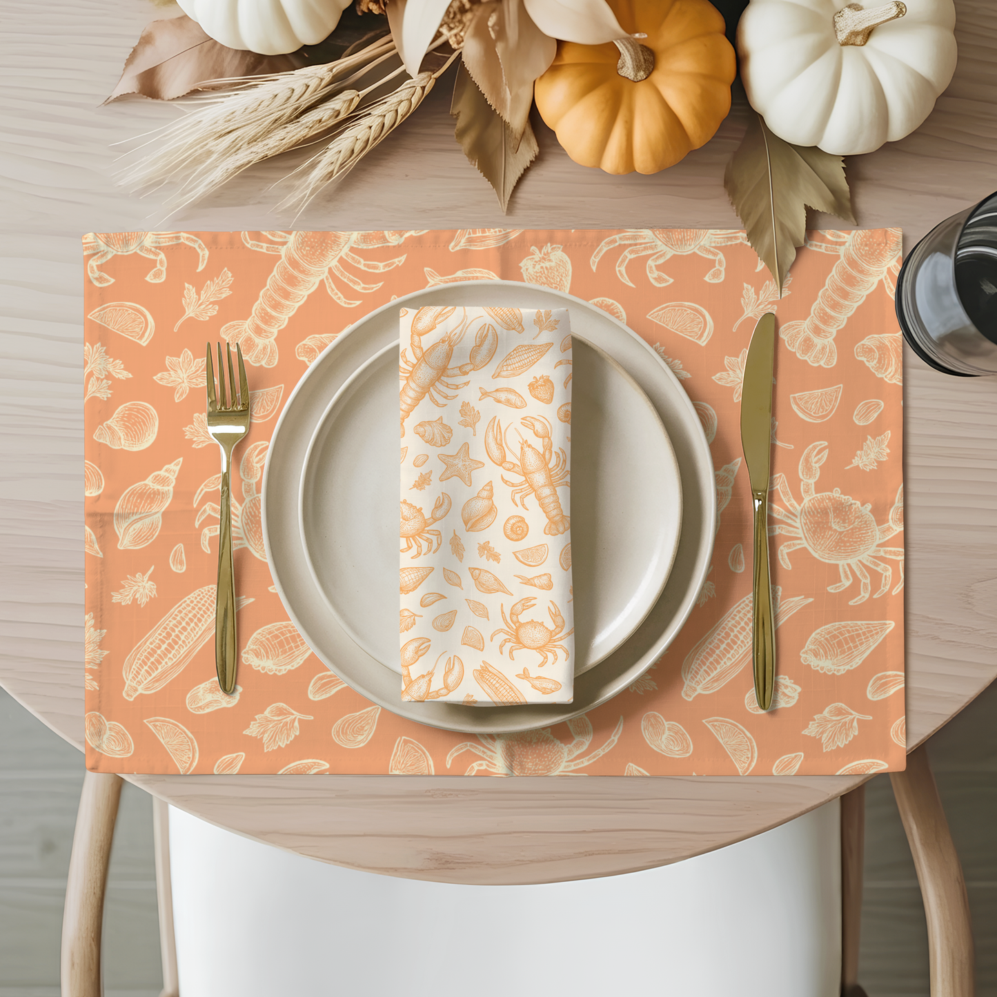Apricot Clam Shack Cotton Twill Napkins (Set of 2)