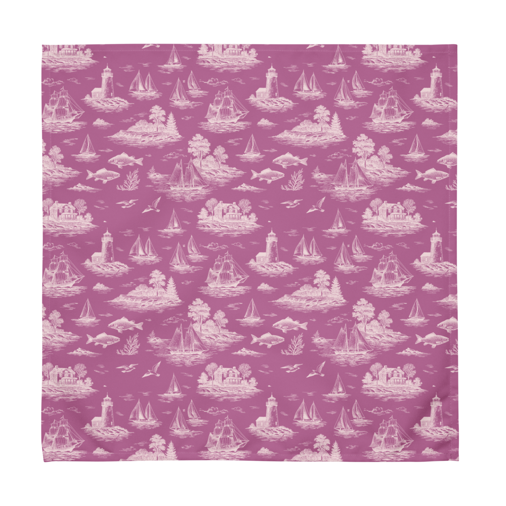 Blush Pink Coastal Toile Cotton Twill Napkin