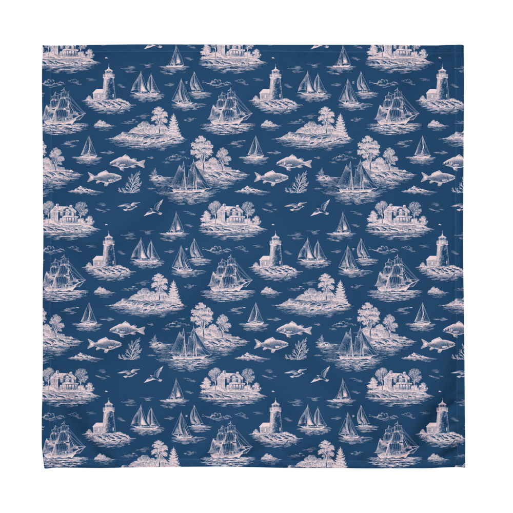 Porcelain Blue Coastal Toile Cotton Twill Napkins (set of 2)