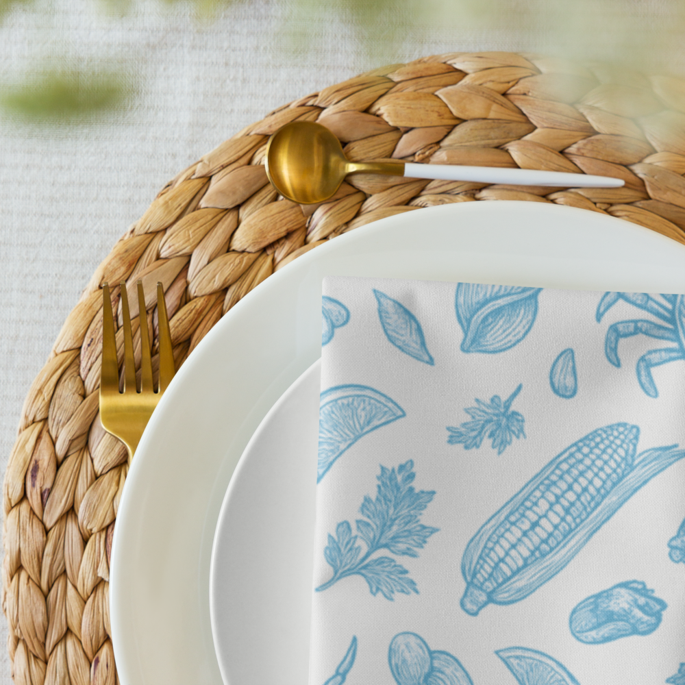 Sky Blue Clam Shack Cotton Twill Napkins (Set of 2)