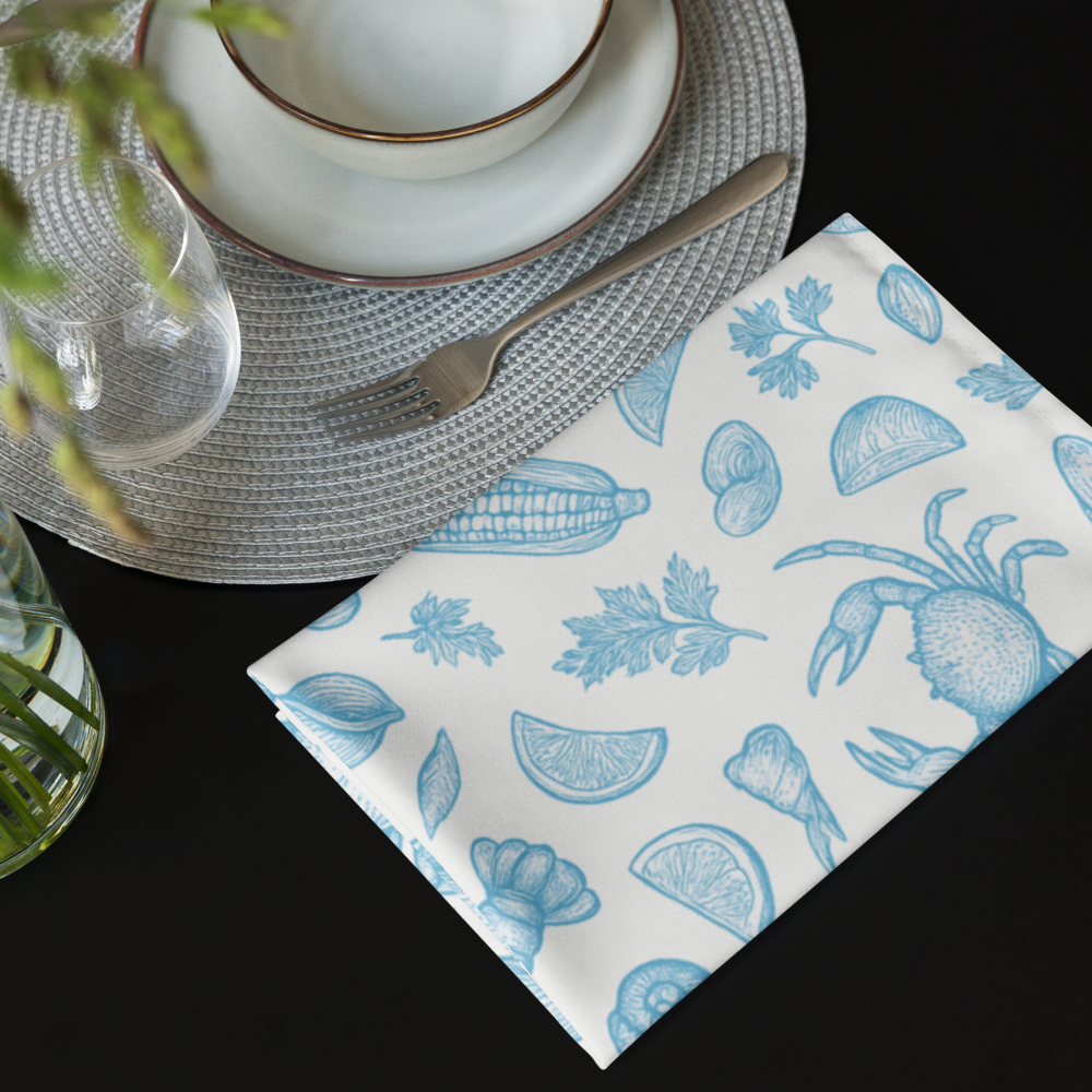 Sky Blue Clam Shack Cotton Twill Napkins (Set of 2)