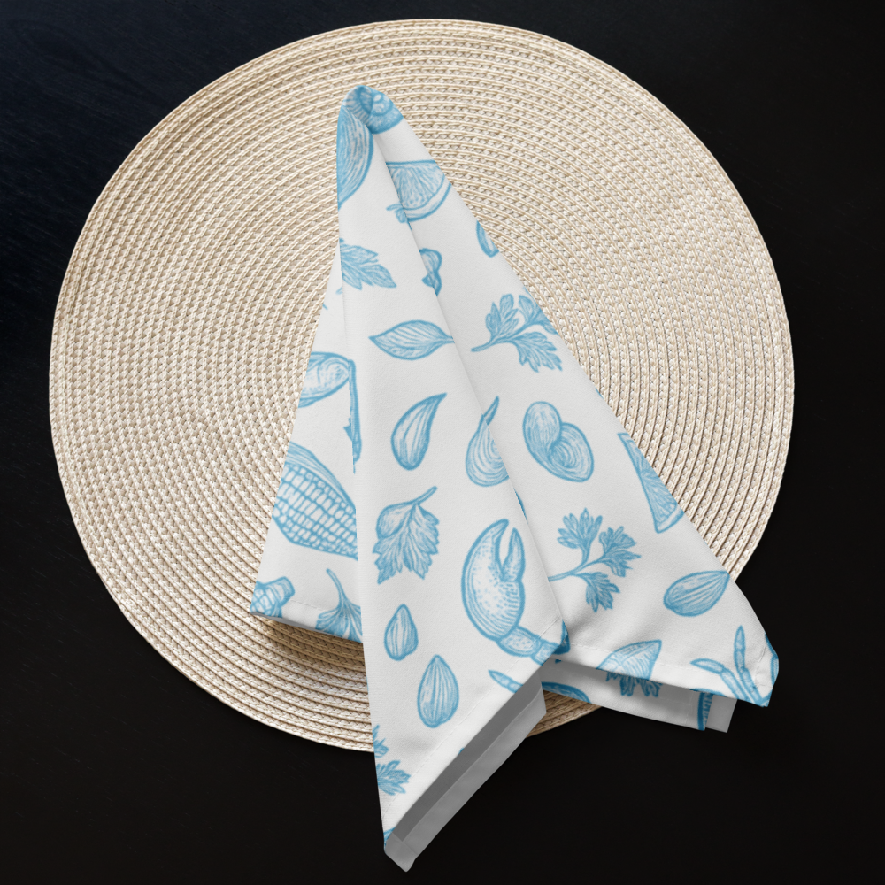 Sky Blue Clam Shack Cotton Twill Napkins (Set of 2)