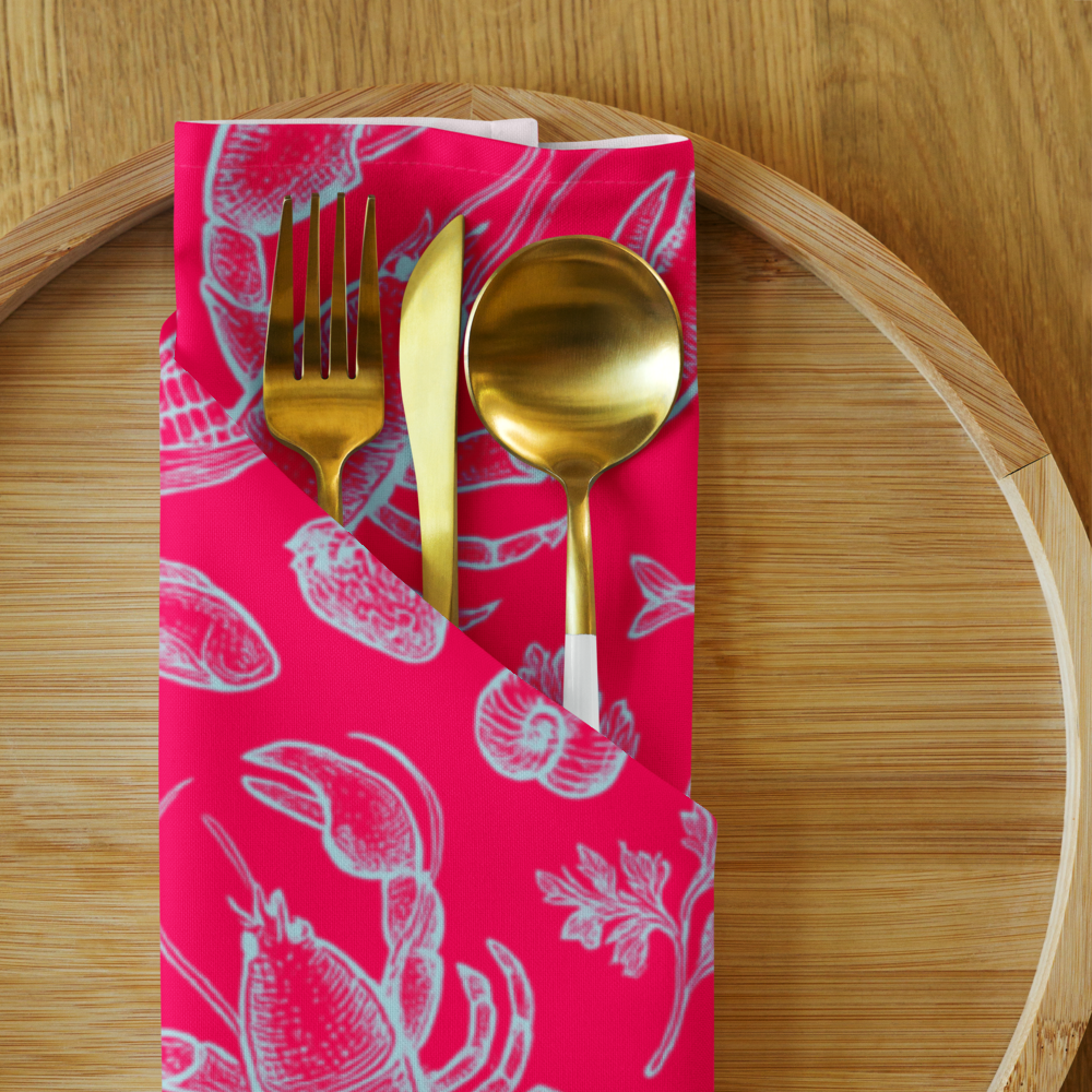 Raspberry Clam Shack Cotton Twill Napkin