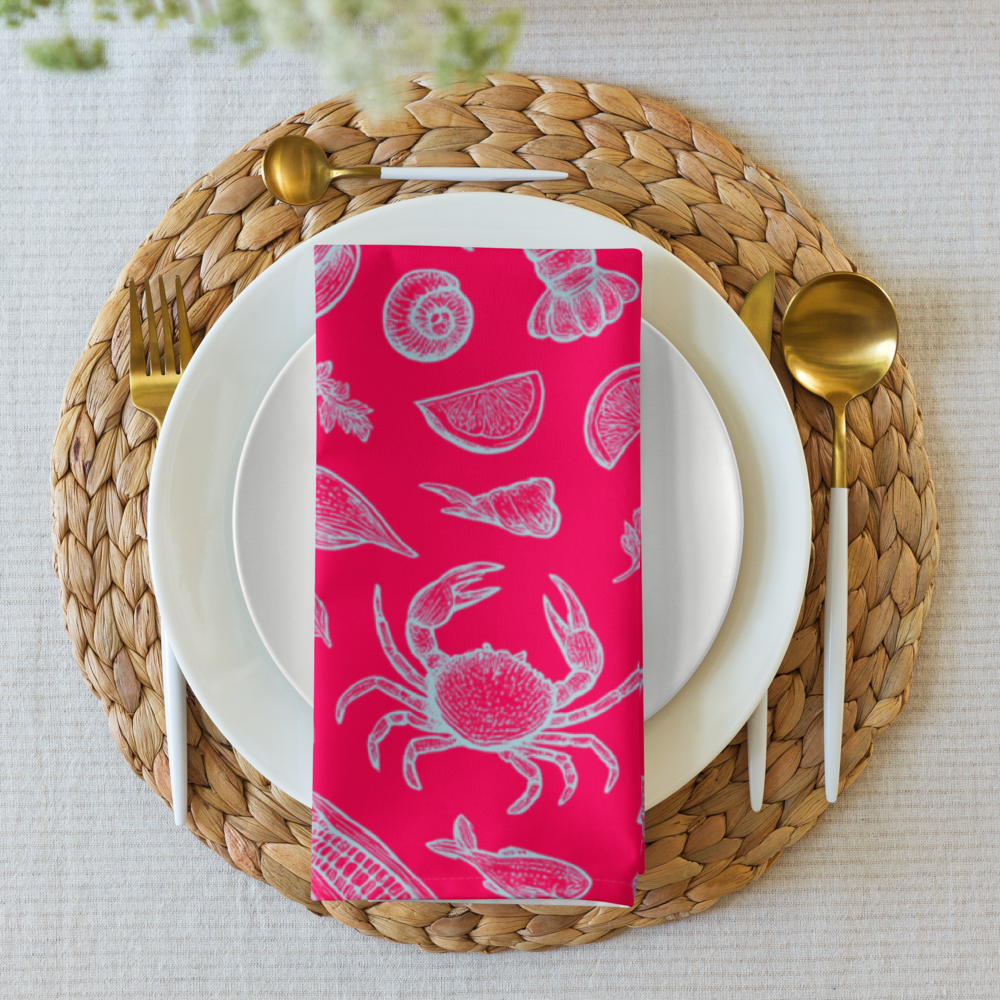 Raspberry Clam Shack Cotton Twill Napkin