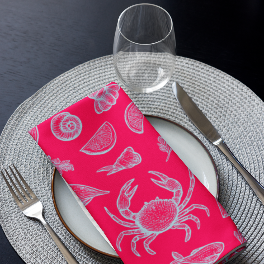 Raspberry Clam Shack Cotton Twill Napkins (Set of 2)