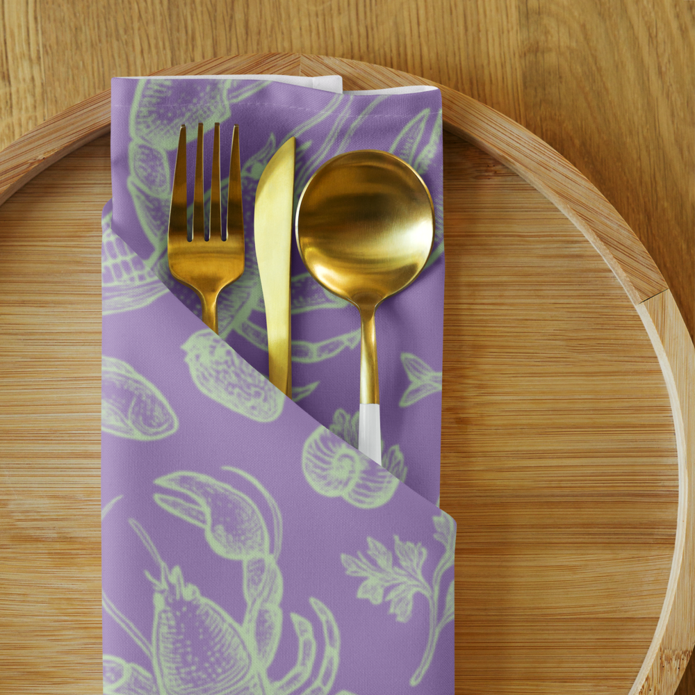 Seaweed Clam Shack Cotton Twill Napkins (Set of 2)