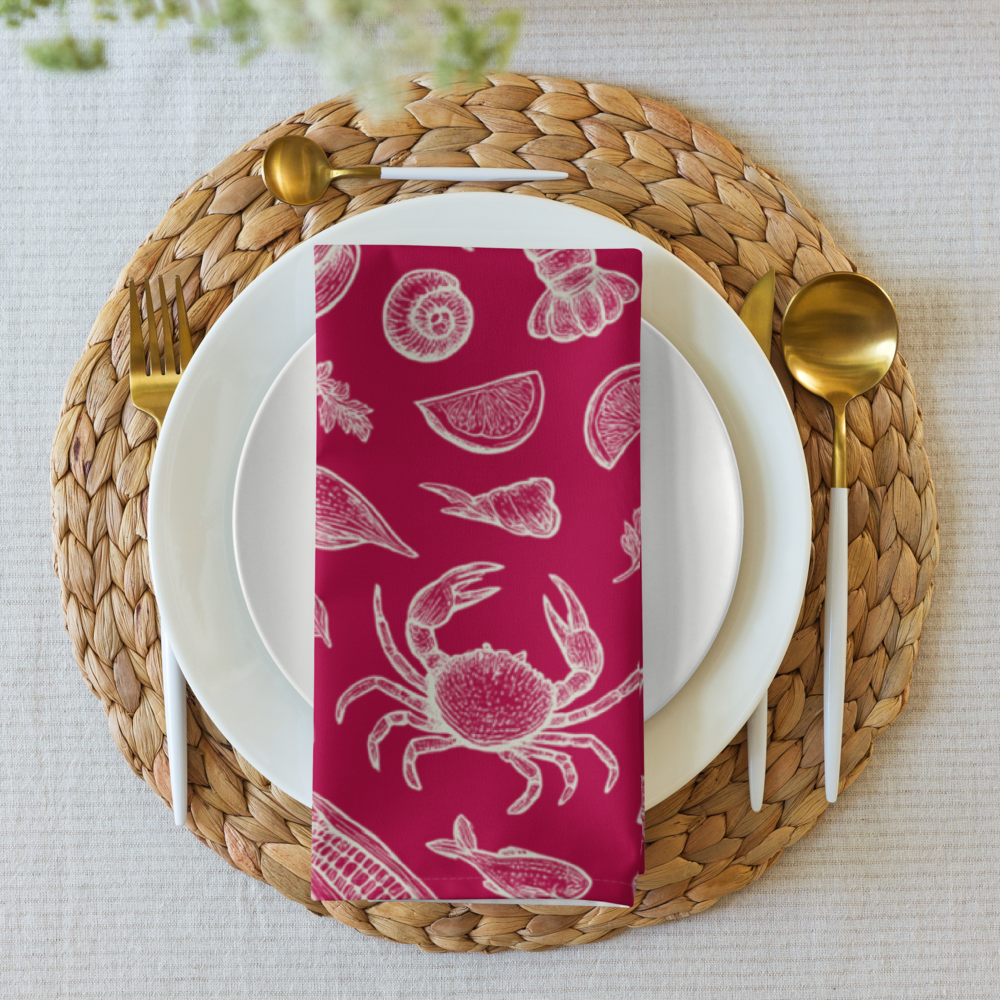 Coral Clam Shack Cotton Twill Napkins (Set of 2)