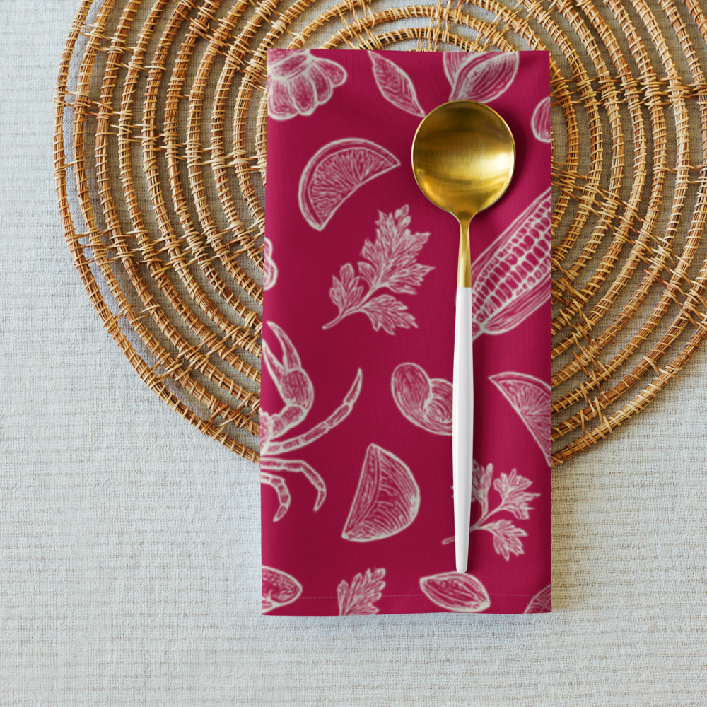 Coral Clam Shack Cotton Twill Napkins (Set of 2)