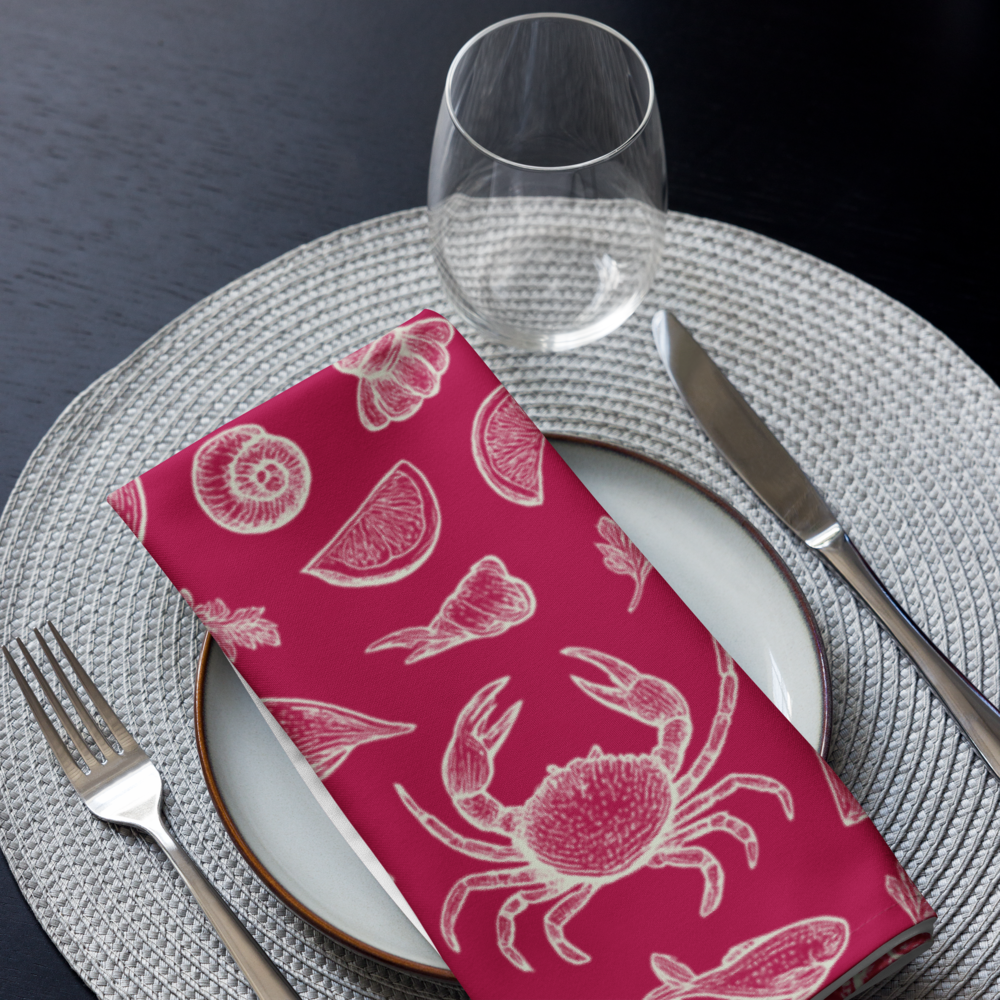Coral Clam Shack Cotton Twill Napkins (Set of 2)