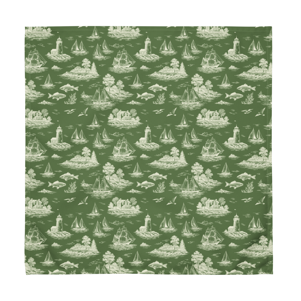 Sage Coastal Toile Cotton Twill Napkins (set of 2)