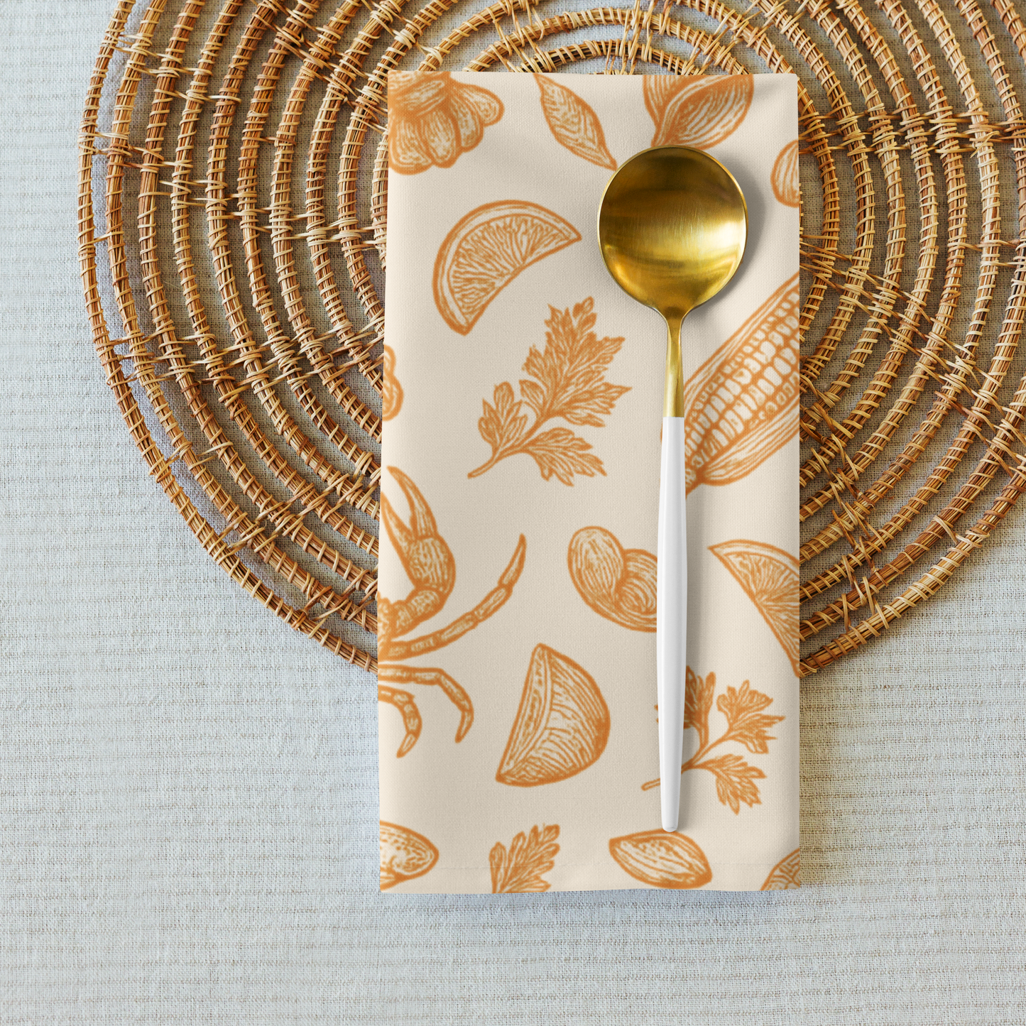 Apricot Clam Shack Cotton Twill Napkins (Set of 2)