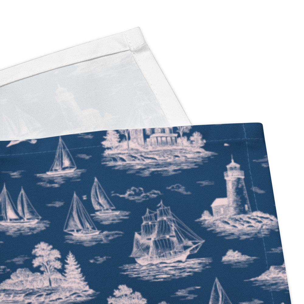 Porcelain Blue Coastal Toile Cotton Twill Napkin