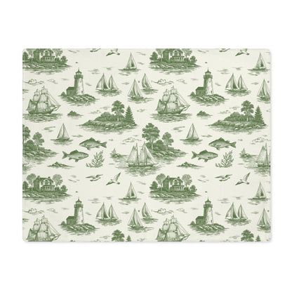 Sage Coastal Toile Cotton Twill Placemat