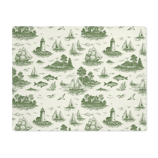 Sage Coastal Toile Cotton Twill Placemat