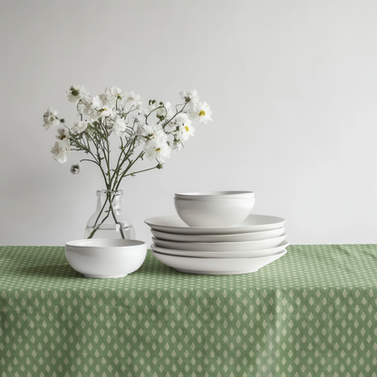 Deep Green Laurel Dot Cotton Tablecloth