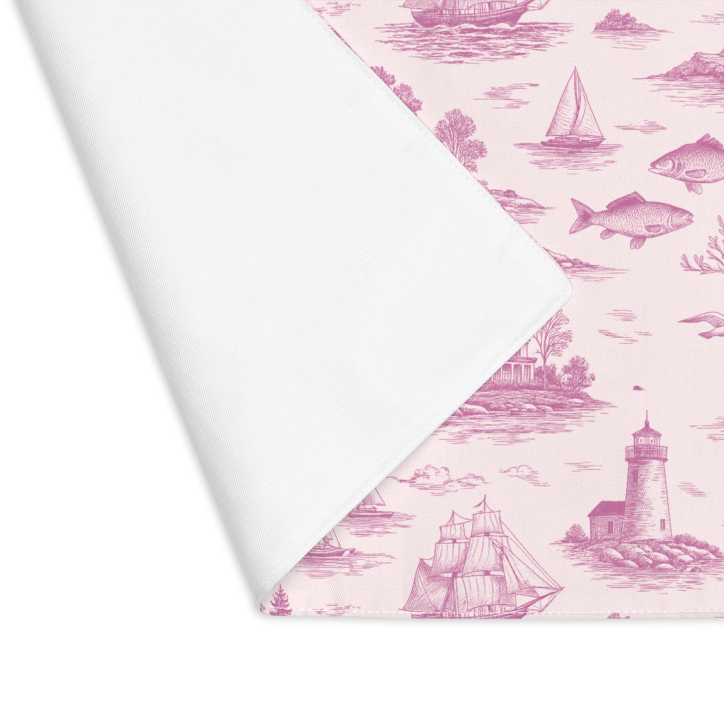 Blush Pink Coastal Toile Cotton Twill Placemat
