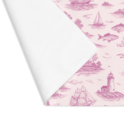 Blush Pink Coastal Toile Cotton Twill Placemat