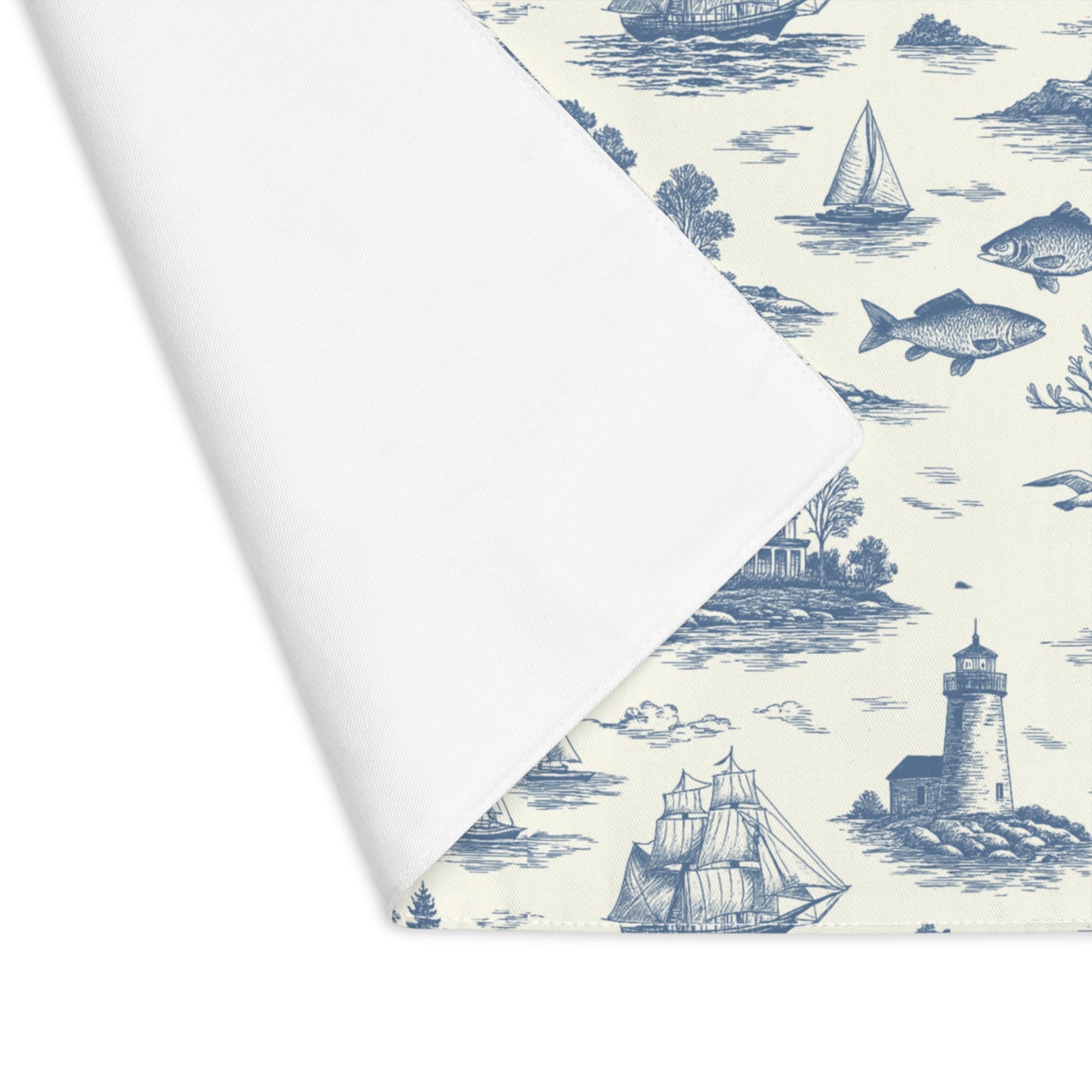 Blue Mist Coastal Toile Cotton Twill Placemat