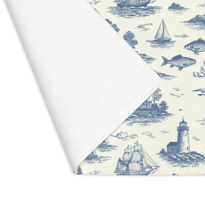 Blue Mist Coastal Toile Cotton Twill Placemat