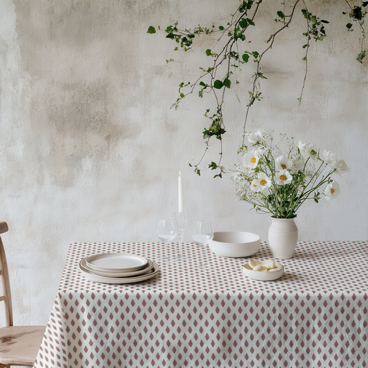 Red Laurel Dot Cotton Tablecloth