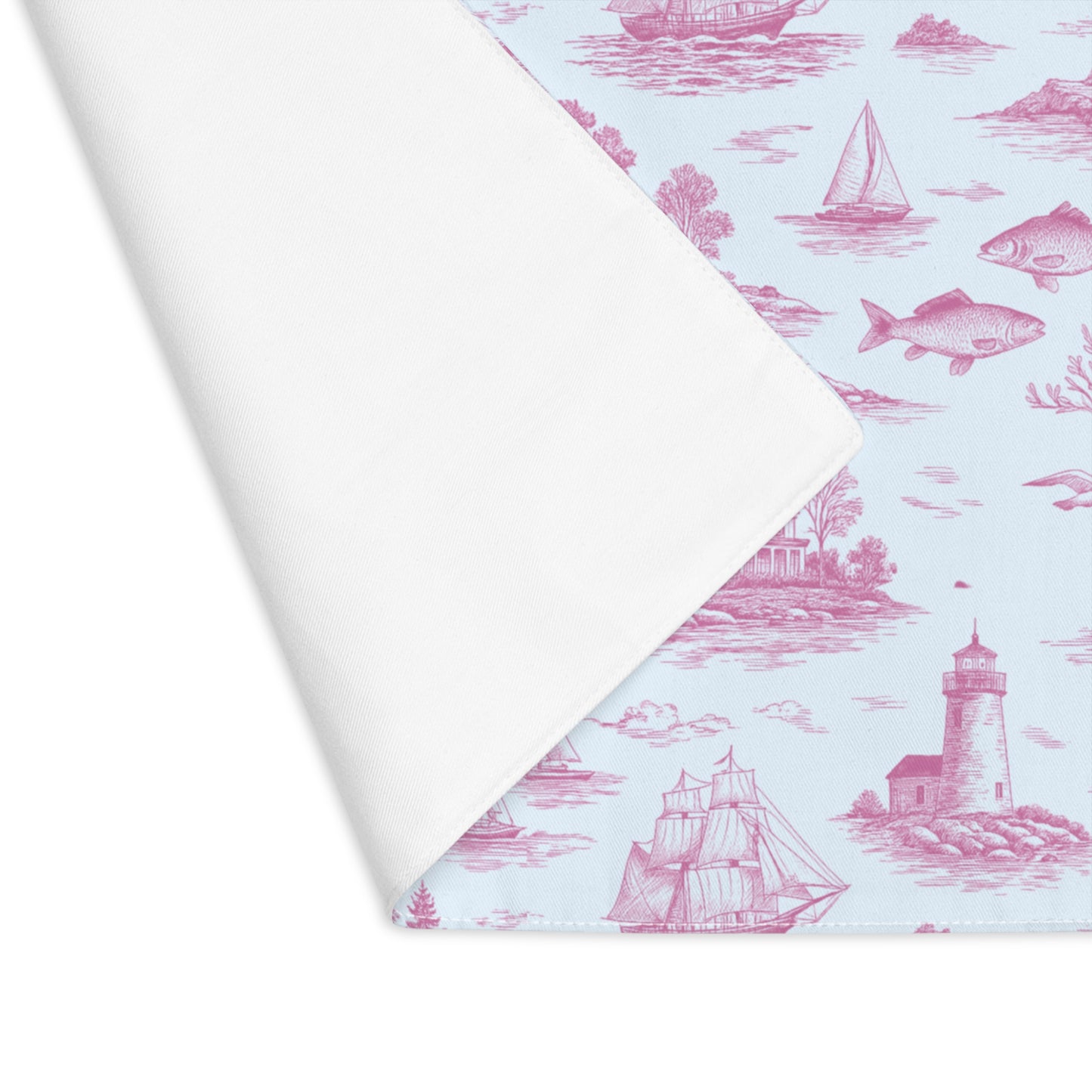 Candy Rose Coastal Toile Cotton Twill Placemat