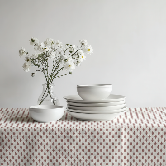 Red Laurel Dot Cotton Tablecloth