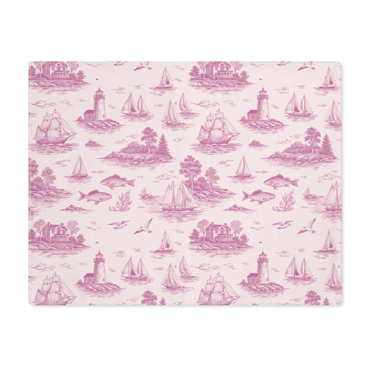 Blush Pink Coastal Toile Cotton Twill Placemat