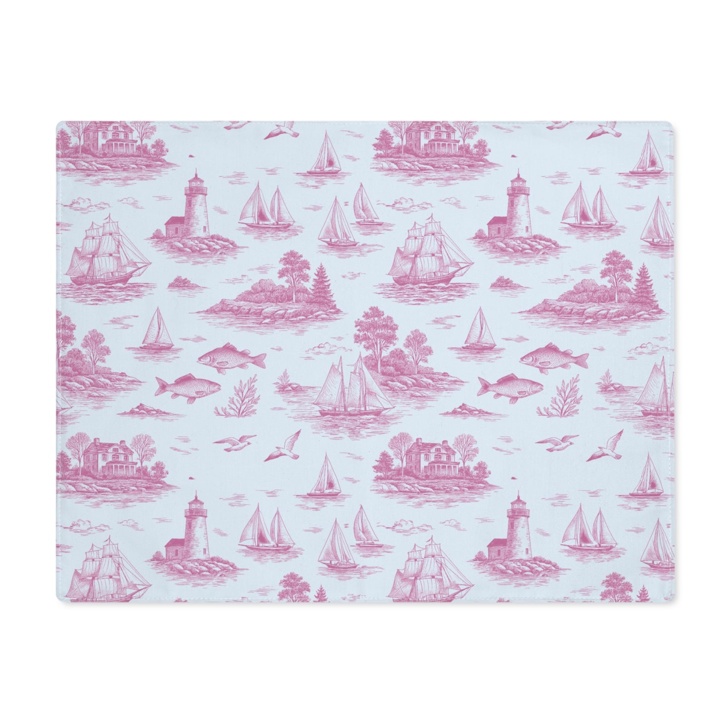 Candy Rose Coastal Toile Cotton Twill Placemat