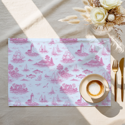 Candy Rose Coastal Toile Cotton Twill Placemat