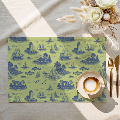 Coastal Lime Coastal Toile Cotton Twill Placemat