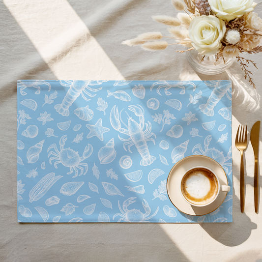 Sky Blue Clam Shack Cotton Twill Placemat