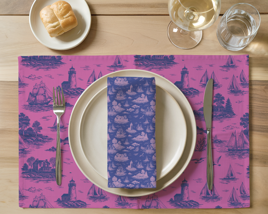 Orchid Coastal Toile Cotton Twill Placemat