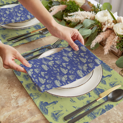 Coastal Lime Coastal Toile Cotton Twill Napkins (Set of 2)