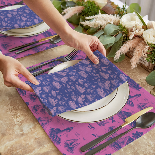 Orchid Coastal Toile Cotton Twill Napkins (Set of 2)
