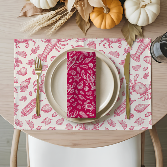 Coral Clam Shack Cotton Twill Napkins (Set of 2)