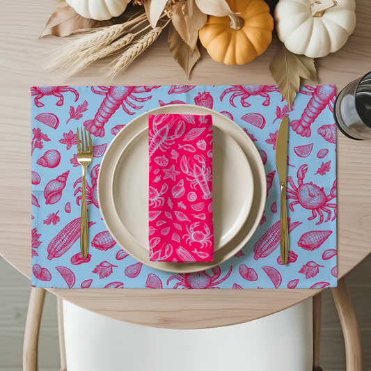 Raspberry Clam Shack Cotton Twill Napkins (Set of 2)