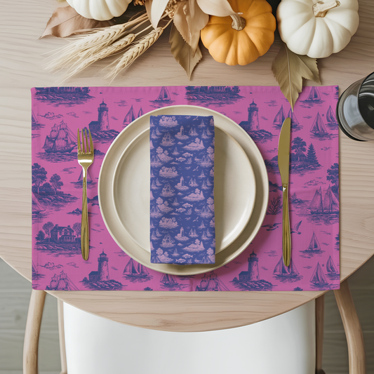 Orchid Coastal Toile Cotton Twill Napkins (Set of 2)