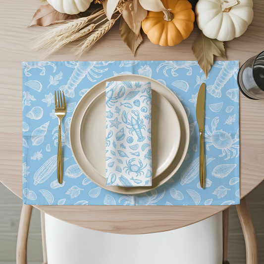 Sky Blue Clam Shack Cotton Twill Napkins (Set of 2)