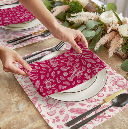 Coral Clam Shack Cotton Twill Napkins (Set of 2)