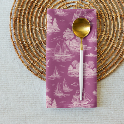Blush Pink Coastal Toile Cotton Twill Napkins (set of 2)