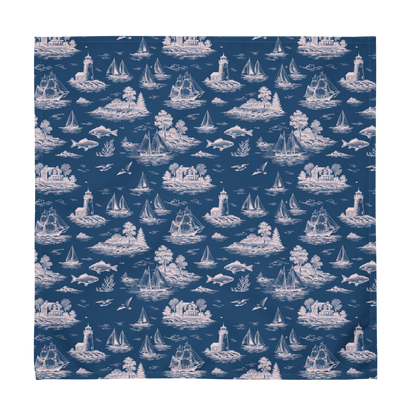 Porcelain Blue Coastal Toile Cotton Twill Napkins (set of 2)