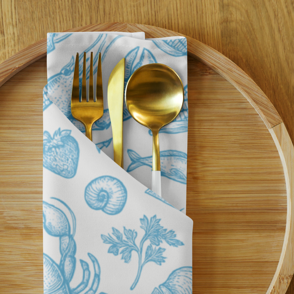 Sky Blue Clam Shack Cotton Twill Napkin