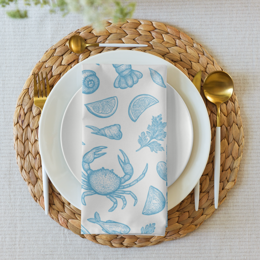 Sky Blue Clam Shack Cotton Twill Napkin