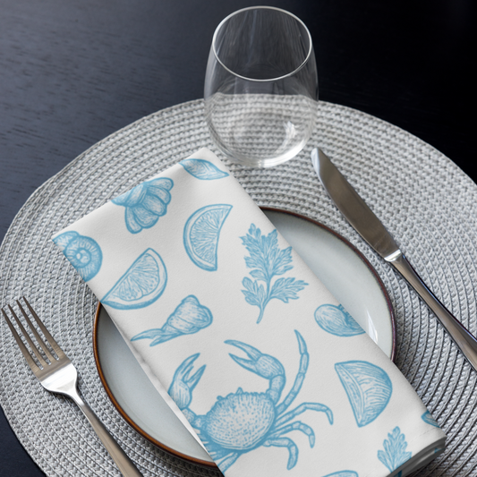 Sky Blue Clam Shack Cotton Twill Napkins (Set of 2)