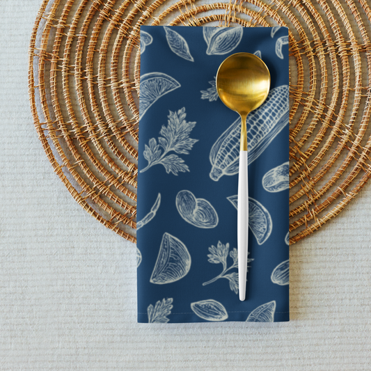 Denim Clam Shack Cotton Twill Napkins (Set of 2)