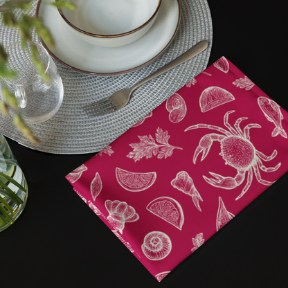 Coral Clam Shack Cotton Twill Napkins (Set of 2)