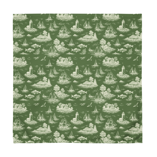 Sage Coastal Toile Cotton Twill Napkin